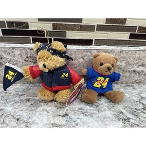 Jeff Gordon NASCAR Christmas Bear Ornament & Pit Pass Bear